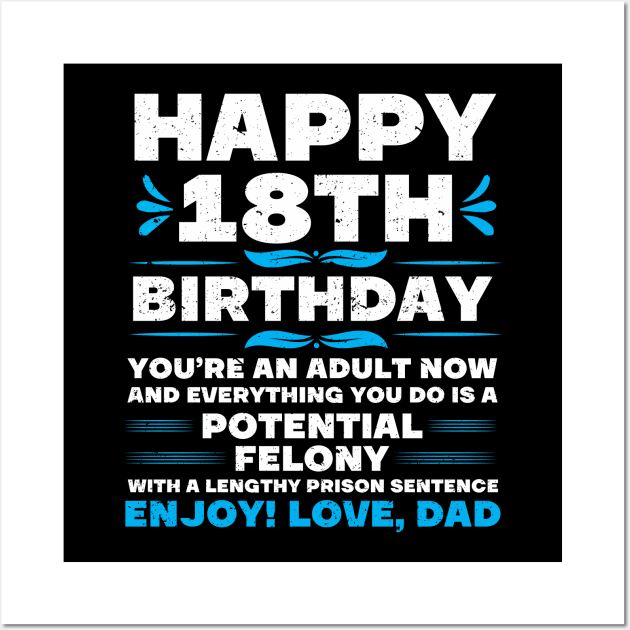 Legally Adult 18 Birthday Happy 18th Birthday Wall Art by IngeniousMerch